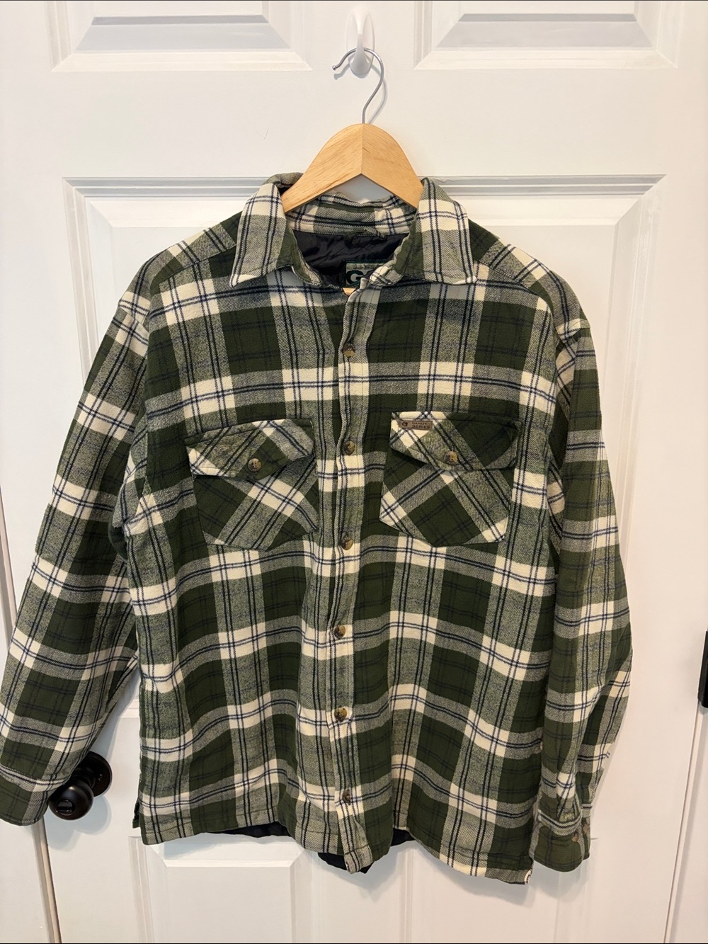 Men's Green Plaid Button-Down Shirt Jacket